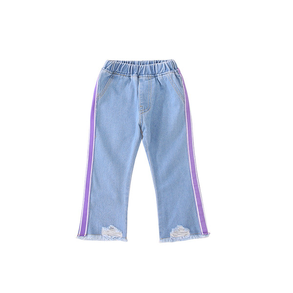 Gyerekfarmer lánynak szakadt motívumokkal, színes szegéllyel