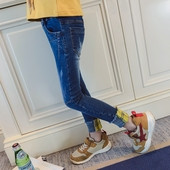 Blugi copii pentru fata cu motive rupte - model Slim