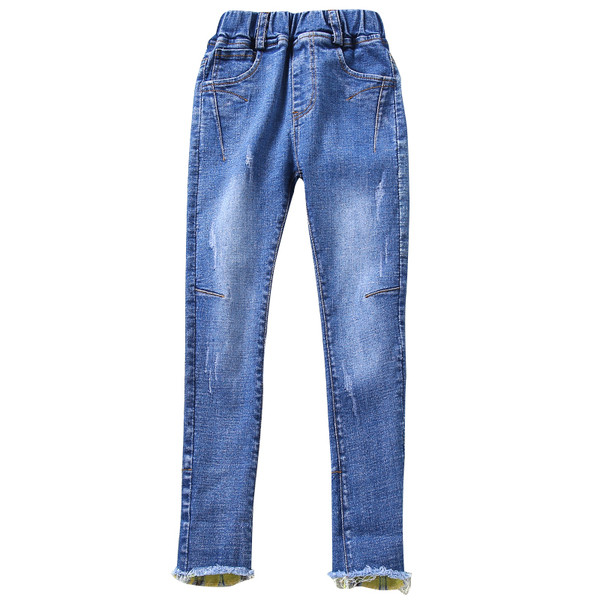 Blugi copii pentru fata cu motive rupte - model Slim