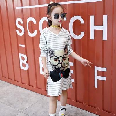 Rochie casual dama cu decolteu in V si aplicatie colorata - cat