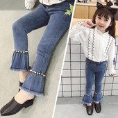 Blugi moderni pentru copii pentru o fata cu perle decorative