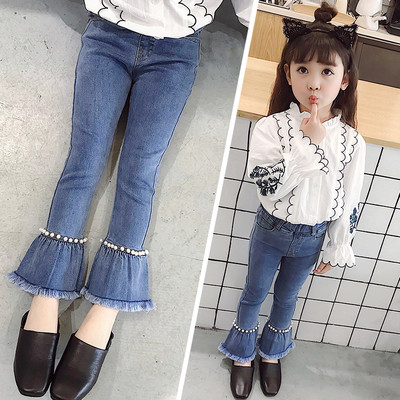 Blugi moderni pentru copii pentru o fata cu perle decorative