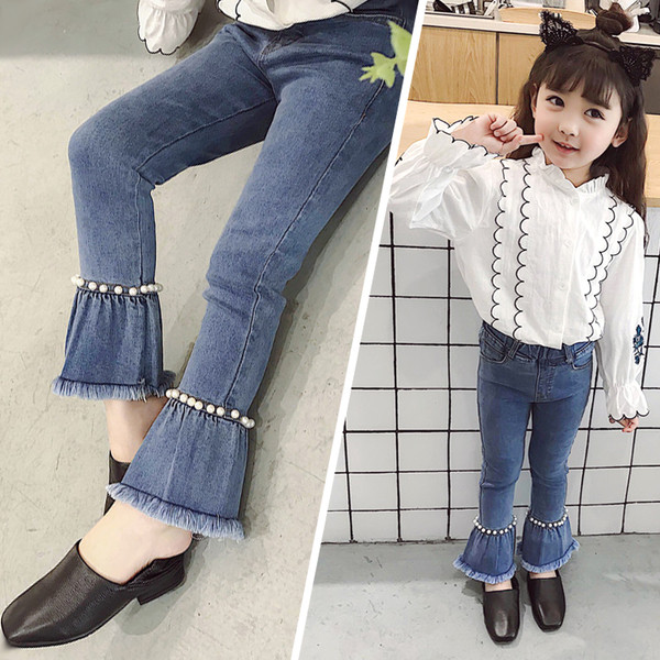 Blugi moderni pentru copii pentru o fata cu perle decorative