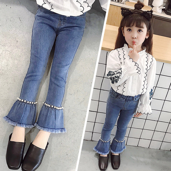 Blugi moderni pentru copii pentru o fata cu perle decorative