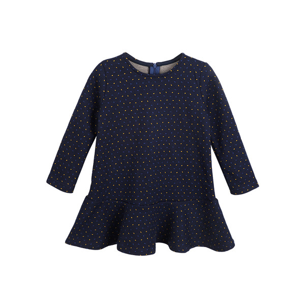 Модерна детска рокля с дълъг ръкав в син цвят 