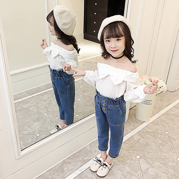 Blugi pentru copii pentru o fata cu talie inalta si lungime 9/10