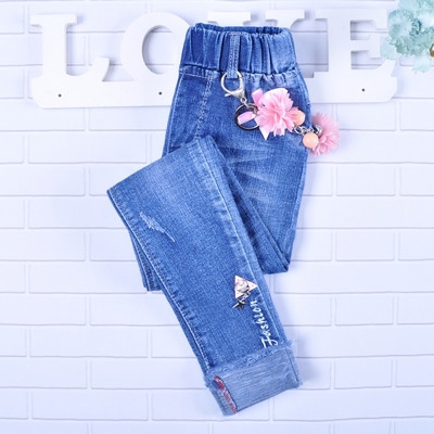 Blugi copii pentru fete cu perle decorative in mai multe modele