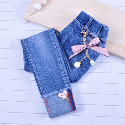 Blugi copii pentru fete cu perle decorative in mai multe modele