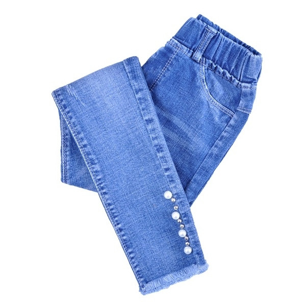 Blugi copii pentru fete cu perle decorative in mai multe modele