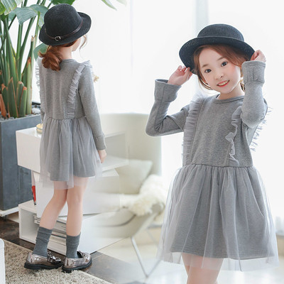 Модерна детска рокля разкроен  модел с тюл 