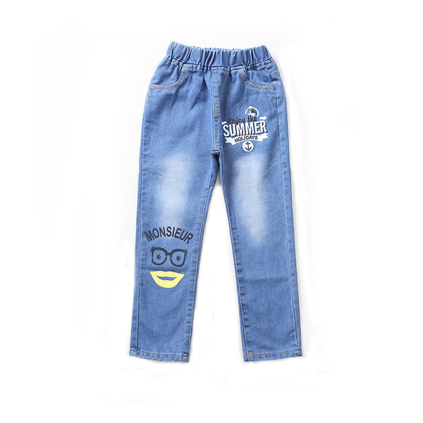 Blugi casual copii pentru o fata cu aplicatii in trei modele