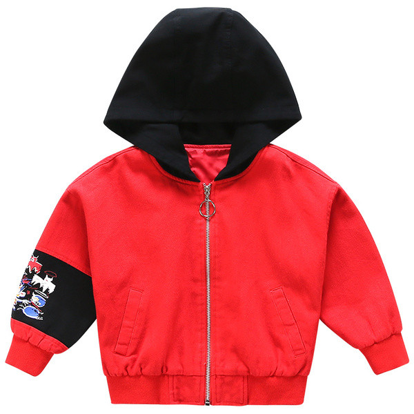 Детско яка широк модел с качулка, надпис и щампа на ръкавите