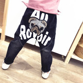 Blugi moderni pentru copii de culoare închisă cu imprimeu