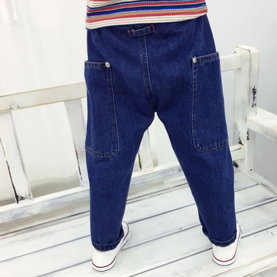 Ежедневни детски дънки за момиче в тъмен цвят