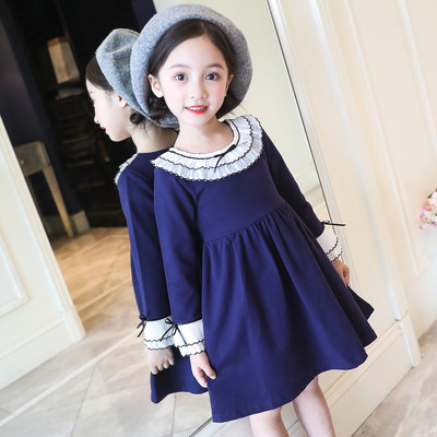 Ежедневна детска рокля с О-образно деколте в два цвята