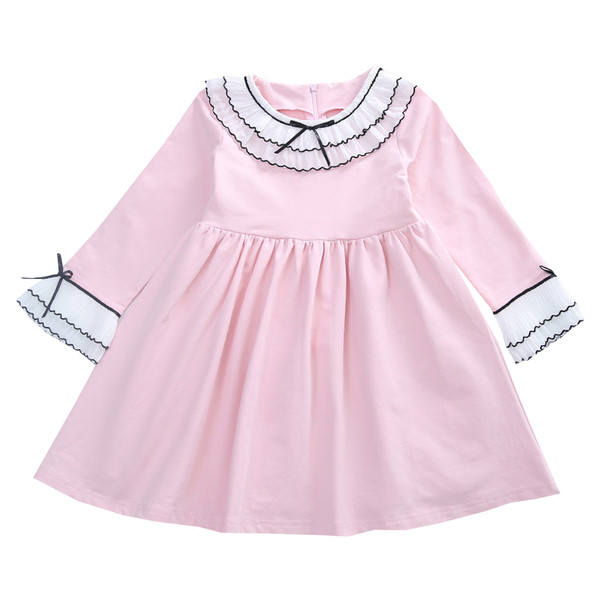 Ежедневна детска рокля с О-образно деколте в два цвята 