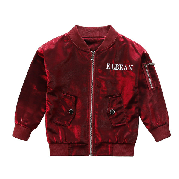 Детско модерно яке с О-образна яка и надпис