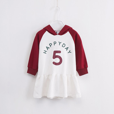 Спортна детска рокля с качулка в два цвята