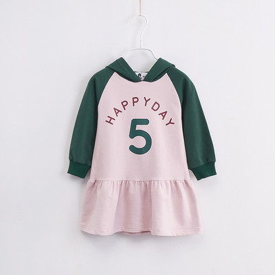 Спортна детска рокля с качулка в два цвята