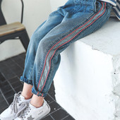 Blugi copii pentru fata cu margine laterala - model larg