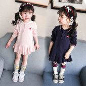 Ежедневна детска рокля с дълъг ръкав в няколко цвята