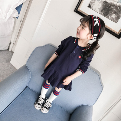 Ежедневна детска рокля с дълъг ръкав в няколко цвята