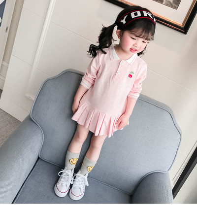 Ежедневна детска рокля с дълъг ръкав в няколко цвята