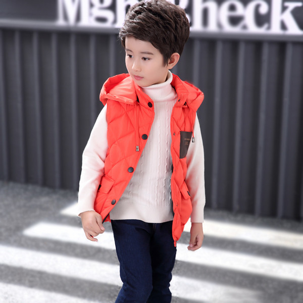 Παιδικό μακρύ γιλέκο με κουκούλα και μπροστινές τσέπες για κορίτσια και αγόρια