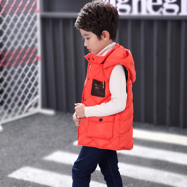 Παιδικό μακρύ γιλέκο με κουκούλα και μπροστινές τσέπες για κορίτσια και αγόρια