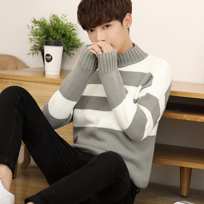 Pulover bărbătesc în dungi cu guler înalt în trei culori