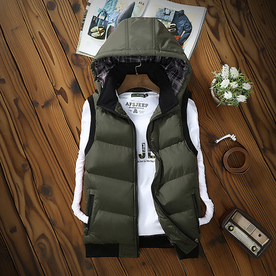 Men`s plain vest with a hood in several colors