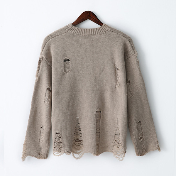 Modern férfi pulóver szakadt motívumokkal több színben