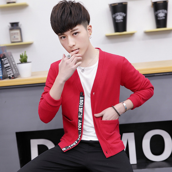 Мъжка жилетка в червен и сив цвят с надписи