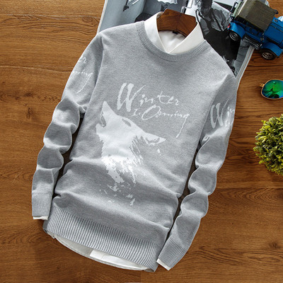 Модерен мъжки пуловер с интересна цветна бродерия в няколко цвята