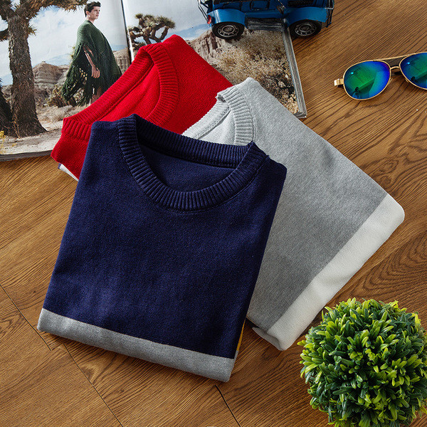 Pulover casual barbatesc in dungi cu decolteu O in mai multe culori