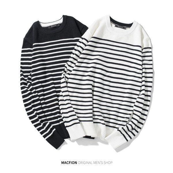 Pulover casual barbatesc cu dungi in mai multe culori