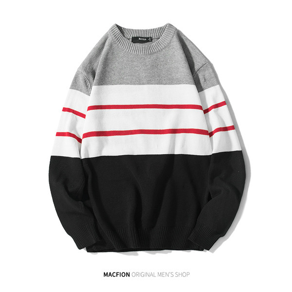 Pulover casual barbatesc cu dungi in mai multe culori