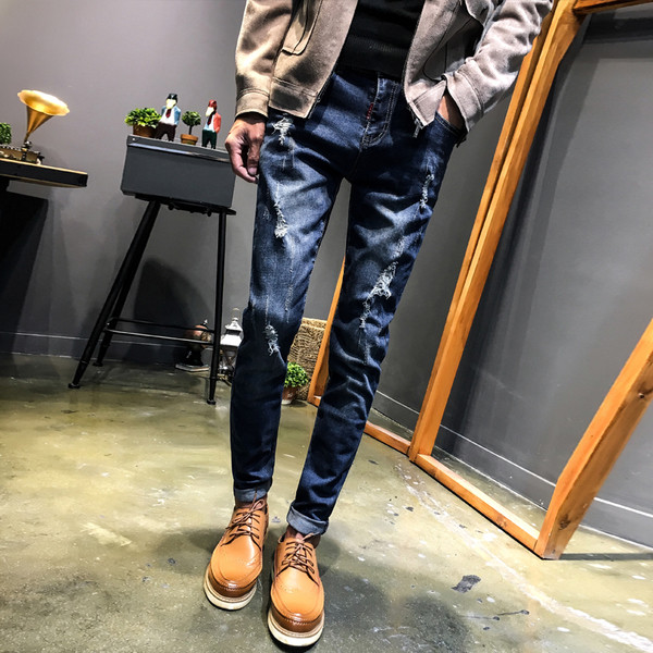 Модерни мъжки дънки със стандартна талия