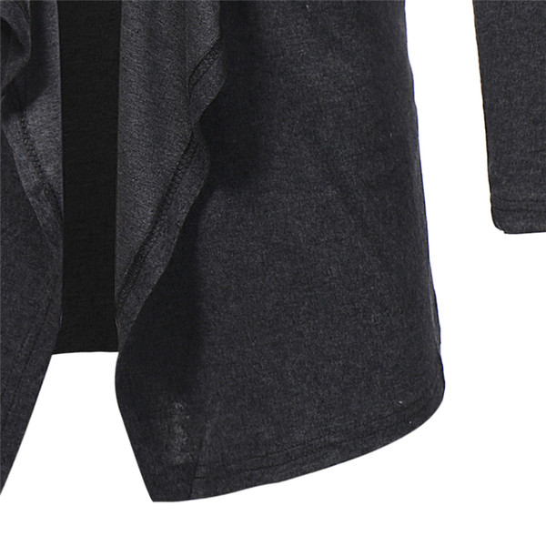 Дълга мъжка жилетка с качулка в тъмно сив и черен цвят