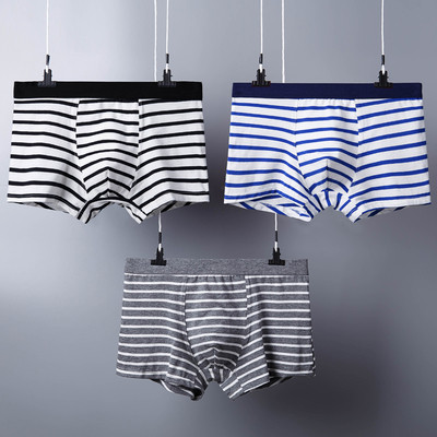 Set trei boxer din bumbac cu dungi - culori diferite