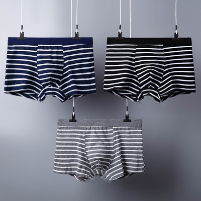 Set trei boxer din bumbac cu dungi - culori diferite