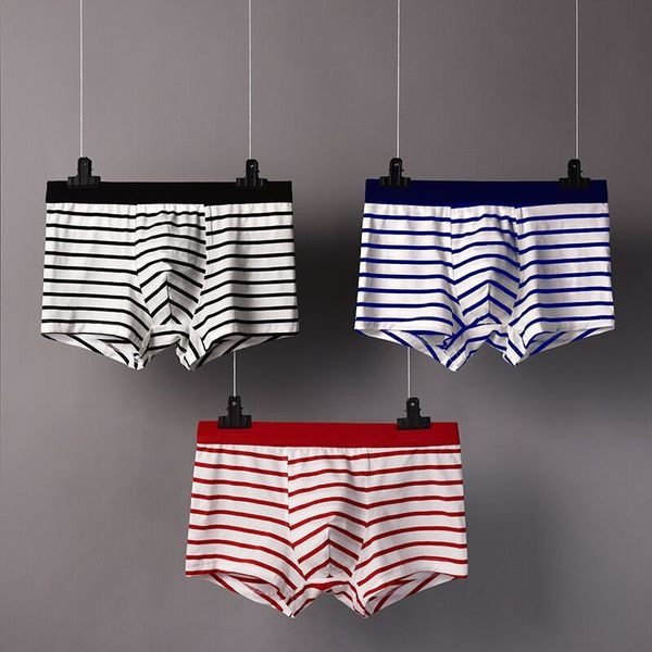 Set trei boxer din bumbac cu dungi - culori diferite