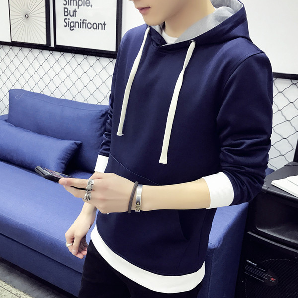 Sima férfi pulóver kapucnival