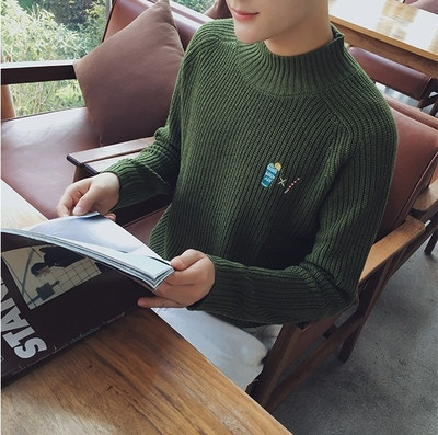 Pulover casual barbatesc cu guler inalt in mai multe culori