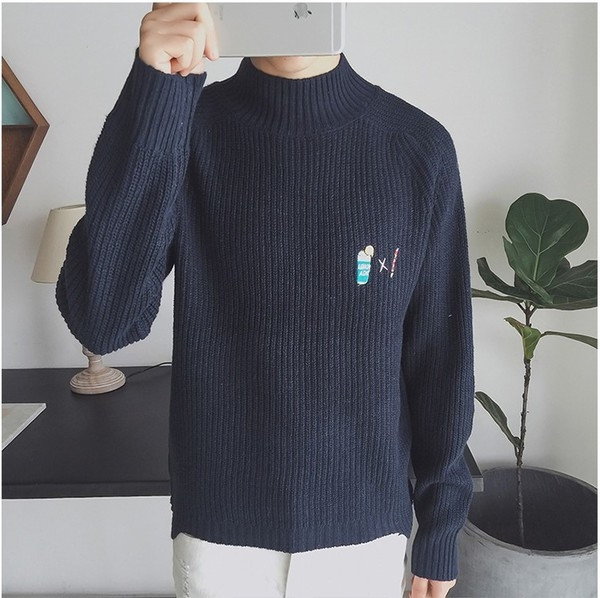 Pulover casual barbatesc cu guler inalt in mai multe culori