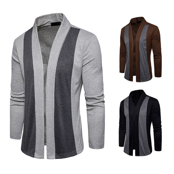 Мъжка жилетка в сив, черен и кафяв цвят