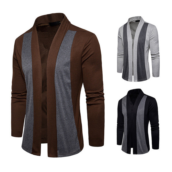 Мъжка жилетка в сив, черен и кафяв цвят