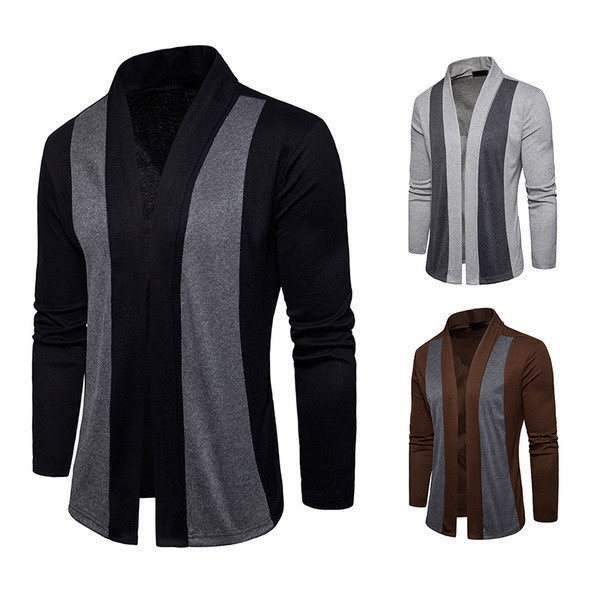 Мъжка жилетка в сив, черен и кафяв цвят