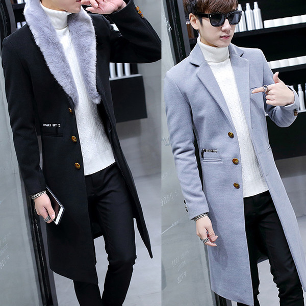 Дълго мъжко стилно палто с качулка в няколко цвята - два модела