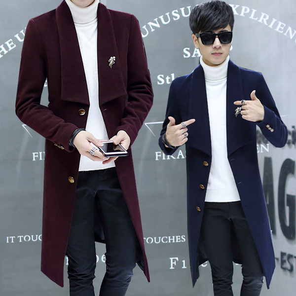 Дълго мъжко стилно палто с качулка в няколко цвята - два модела